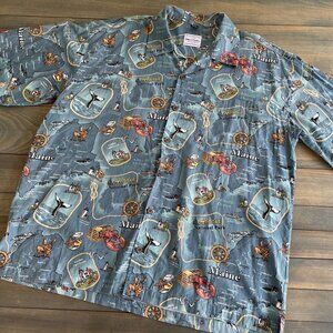 Vintage David Carey Arcadia Maine Short Sleeve Button Casual Shirt Mens 2XL (VV)